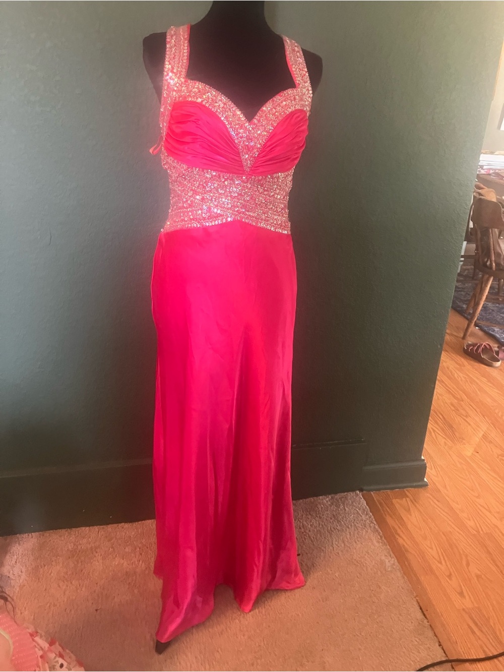 Maggie Sottero Hot Pink Beaded Prom Gown